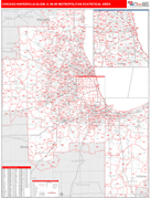 Chicago-Naperville-Elgin Metro Area Digital Map Red Line Style